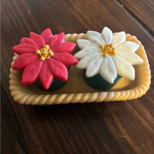 Vintage Avon Poinsettia Salt and Pepper Shakers with Tray